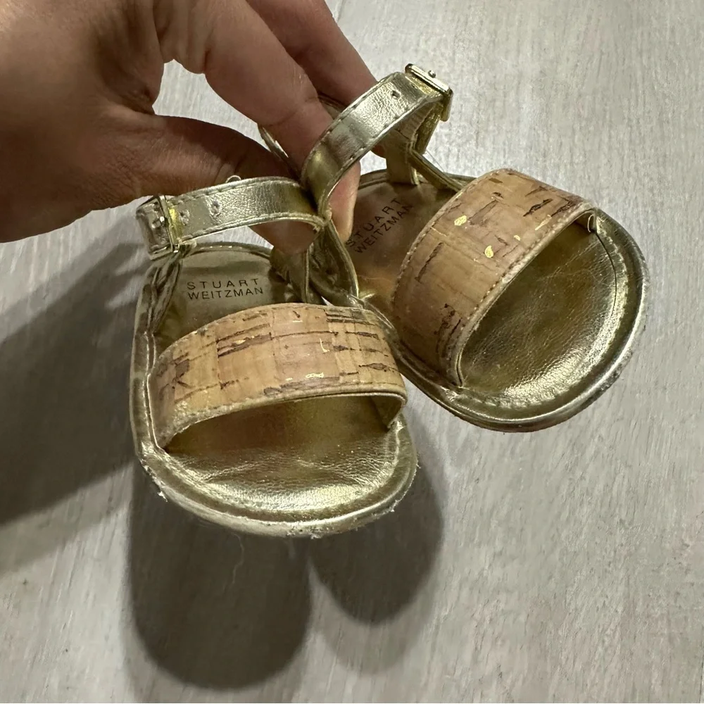 Stuart Weitzman Gold Baby Nudist Sandals Sz 2 HOST PICK